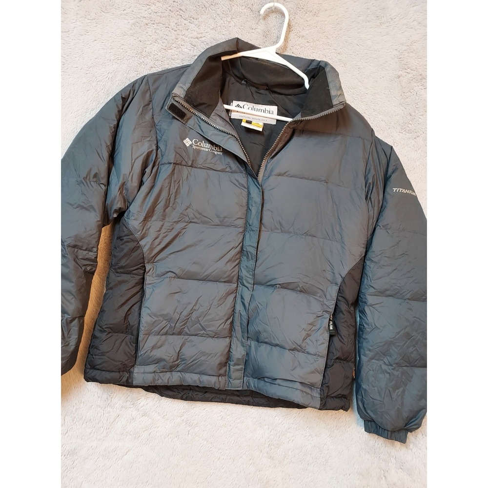 Columbia Jacket Womens Small Down Puffer Titanium Omni Shield Full Zip Gray S